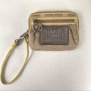 Authentic Coach logo mini wristlet wallet